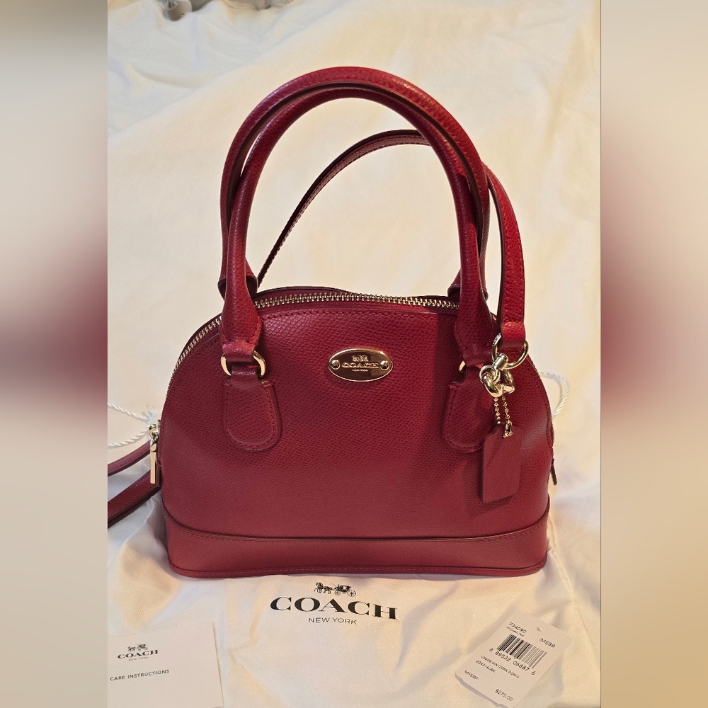 Coach Mini Cora Dom Leather bag, Red